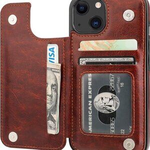Compatible with iPhone 13 Wallet Case with Card Holder, PU Leather Kickstand Ca